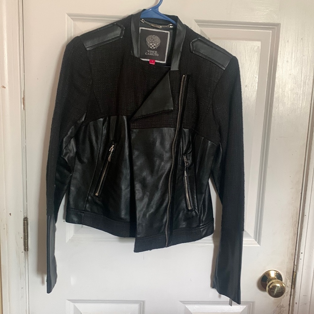 Vince Camuto black biker-style waist length jacket